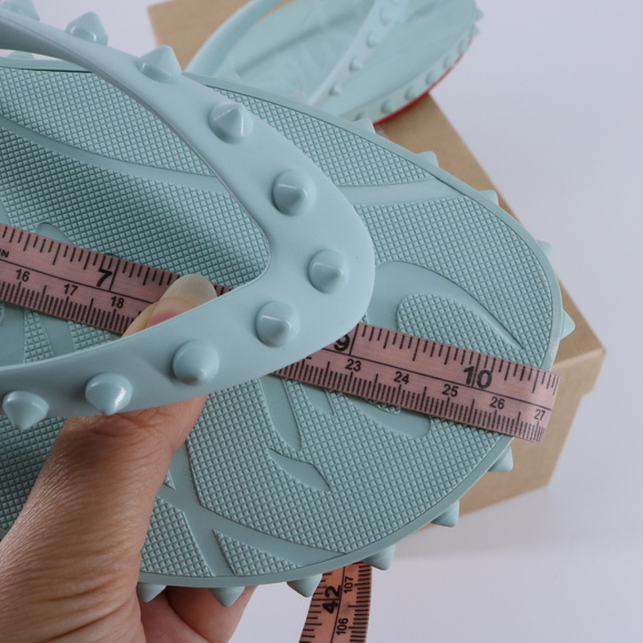 Christian Louboutin 40 Super Loubi Flip Donna Iceburg Blue Spike Flip Flops E849 - Picture 3 of 12